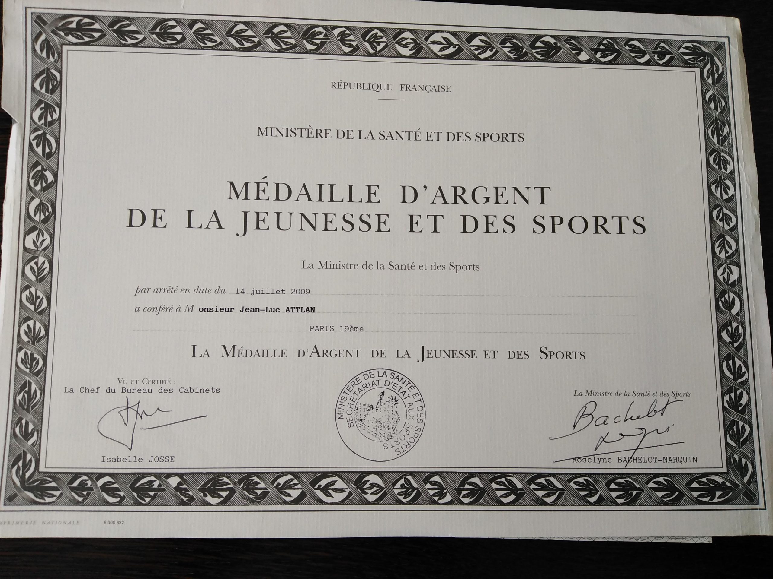 Médaille Argent Jeunesse et Sports